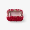 Cloud Ruby Red satijnen clutch met bloembladborduursel