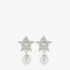 Crystal Star-oorbellen Oorbellen van metaal met zilveren afwerking, witte harsparels en kristallen Crystal Star-oorbellen Oorbellen van metaal met zilveren afwerking, witte harsparels en kristallen