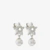 Crystal Star-oorbellen Oorbellen van metaal met zilveren afwerking, witte harsparels en kristallen Crystal Star-oorbellen Oorbellen van metaal met zilveren afwerking, witte harsparels en kristallen