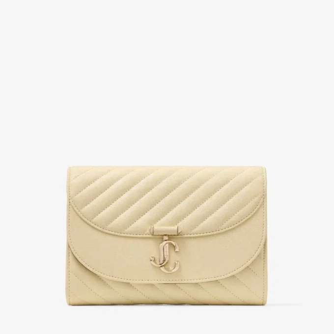 Curve Clutch Buttermilk gewatteerde Biker-leren clutch