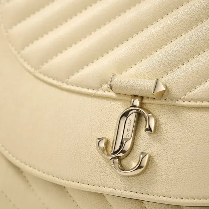 Curve Clutch Buttermilk gewatteerde Biker-leren clutch