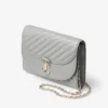 Curve Clutch Dove gewatteerde Biker-leer-clutch