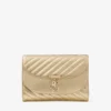 Curve Clutch Glanzend goudkleurig gewatteerd metallic leren clutch met ketting