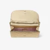 Curve Clutch Glanzend goudkleurig gewatteerd metallic leren clutch met ketting