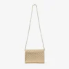 Curve Clutch Glanzend goudkleurig gewatteerd metallic leren clutch met ketting