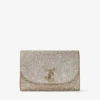 Curve Clutch Goudglanzende suède clutch met hotfix-kristallen