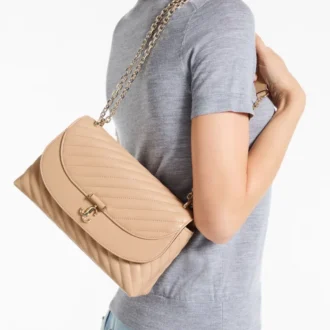 Curve Cross Body Medium Chai gewatteerde Biker-leren crossbodytas