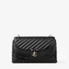 Curve Cross Body Medium Zwarte gewatteerde crossbodytas van bikerleer Curve Cross Body Medium Zwarte gewatteerde crossbodytas van bikerleer