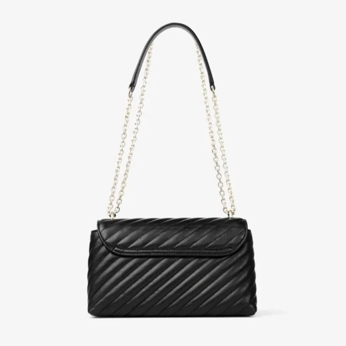 Curve Cross Body Medium Zwarte gewatteerde crossbodytas van bikerleer Curve Cross Body Medium Zwarte gewatteerde crossbodytas van bikerleer