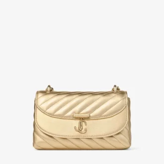 Curve Cross Body Small Goudkleurige gewatteerde metallic nappalederen crossbodytas