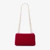 Curve Cross Body Small Robijnrode gewatteerde fluwelen crossbodytas met kristallen Jc-bar