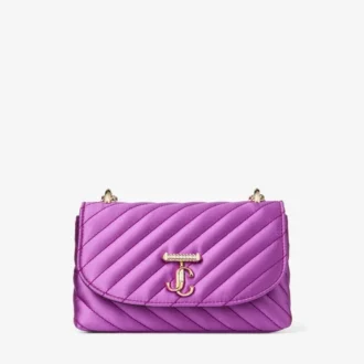 Curve Cross Body Small Violet Orchid gewatteerde satijnen crossbodytas met Crystal Jc-bar