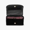 Curve Cross Body Small Zwarte gewatteerde fluwelen crossbodytas met Crystal Jc-bar