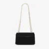 Curve Cross Body Small Zwarte gewatteerde fluwelen crossbodytas met Crystal Jc-bar