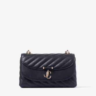 Curve Crossbody Small Marine gewatteerde crossbodytas van bikerleer