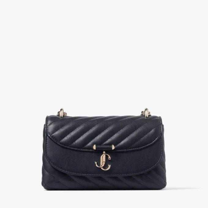 Curve Crossbody Small Marine gewatteerde crossbodytas van bikerleer