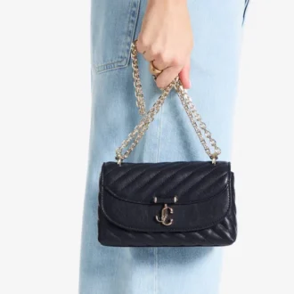Curve Crossbody Small Marine gewatteerde crossbodytas van bikerleer