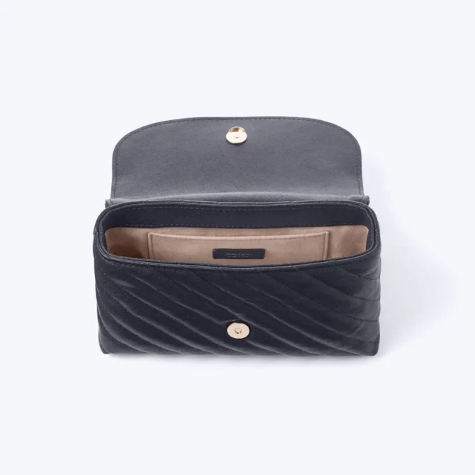 Curve Crossbody Small Marine gewatteerde crossbodytas van bikerleer