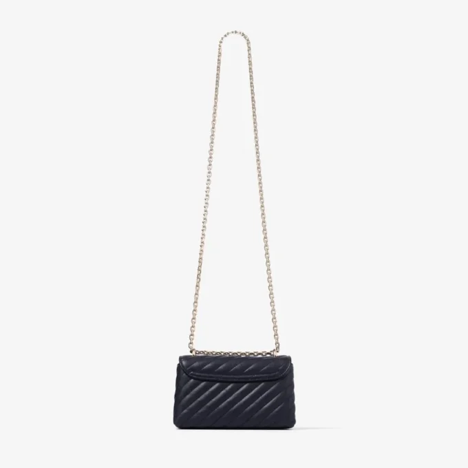 Curve Crossbody Small Marine gewatteerde crossbodytas van bikerleer