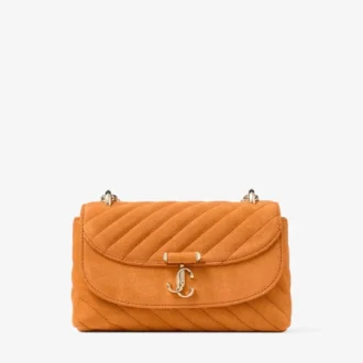 Curve Crossbody Small Sunset Orange gewatteerde suède crossbodytas