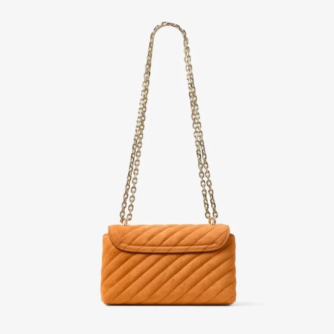 Curve Crossbody Small Sunset Orange gewatteerde suède crossbodytas