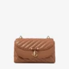 Curve Crossbody Small Tan gewatteerde crossbodytas van bikerleer Curve Crossbody Small Tan gewatteerde crossbodytas van bikerleer