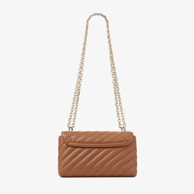 Curve Crossbody Small Tan gewatteerde crossbodytas van bikerleer Curve Crossbody Small Tan gewatteerde crossbodytas van bikerleer