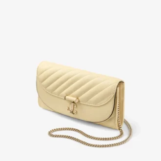 Curve-portemonnee met ketting Buttermilk-portemonnee van gewatteerd bikerleer met ketting