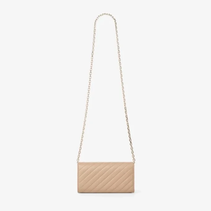 Curve-portemonnee met ketting Chai-portemonnee van gewatteerd bikerleer met ketting Curve-portemonnee met ketting Chai-portemonnee van gewatteerd bikerleer met ketting