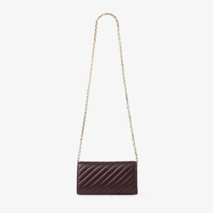 Curve-portemonnee met ketting Diep merlotkleurig gewatteerd Biker-leer Portemonnee met ketting Curve-portemonnee met ketting Diep merlotkleurig gewatteerd Biker-leer Portemonnee met ketting