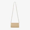 Curve-portemonnee met ketting Glanzend goudkleurige, gewatteerde metallic leren clutch Curve-portemonnee met ketting Glanzend goudkleurige, gewatteerde metallic leren clutch