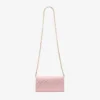 Curve-portemonnee met ketting Roze gewatteerde jimmy choo-kantportemonnee met ketting en kristallen JC-bar Curve-portemonnee met ketting Roze gewatteerde jimmy choo-kantportemonnee met ketting en kristallen JC-bar