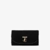 Curve-portemonnee met ketting Zwarte mini-tas van gewatteerd fluweel met Jc-bar met kristallen Curve-portemonnee met ketting Zwarte mini-tas van gewatteerd fluweel met Jc-bar met kristallen