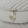 Curve Top Handle Dove gewatteerde Biker-leren tas met handvat en parelversiering