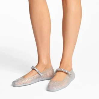 De Jelly Clear Jelly ballerina’s met kristallen versiering