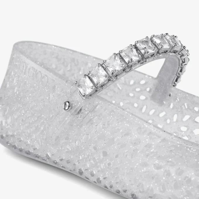 De Jelly Clear Jelly ballerina’s met kristallen versiering De Jelly Clear Jelly ballerina’s met kristallen versiering