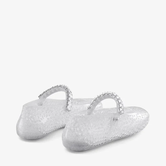 De Jelly Clear Jelly ballerina’s met kristallen versiering De Jelly Clear Jelly ballerina’s met kristallen versiering