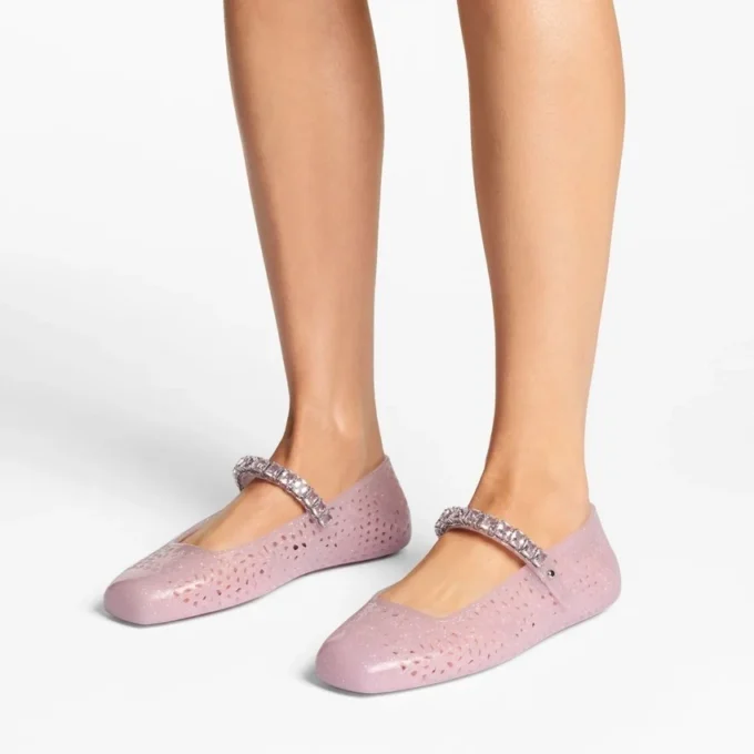 De Jelly Cotton Candy Jelly ballerina’s met kristallen versiering De Jelly Cotton Candy Jelly ballerina’s met kristallen versiering