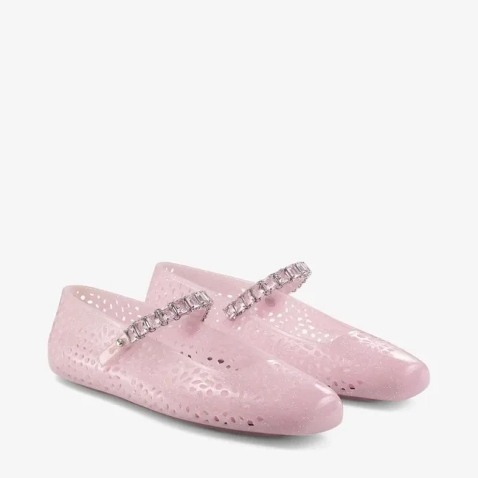 De Jelly Cotton Candy Jelly ballerina’s met kristallen versiering De Jelly Cotton Candy Jelly ballerina’s met kristallen versiering