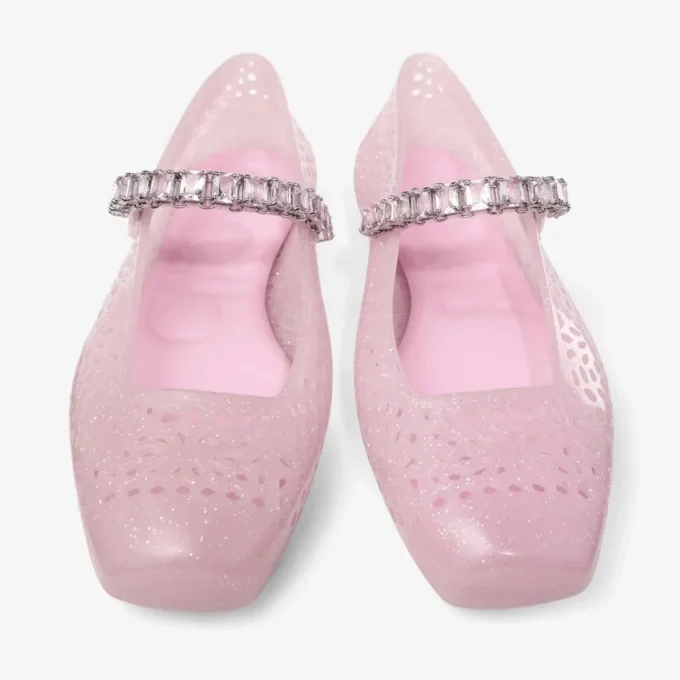 De Jelly Cotton Candy Jelly ballerina’s met kristallen versiering De Jelly Cotton Candy Jelly ballerina’s met kristallen versiering