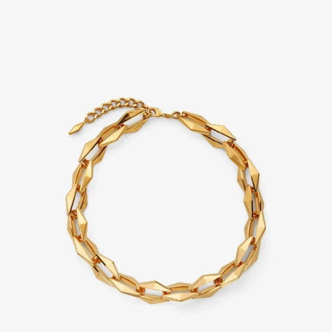Diamanten ketting met gouden afwerking Diamanten ketting met gouden afwerking