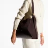Diamond Hobo Medium koffiekleurige suède schoudertas