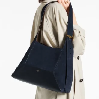 Diamond Hobo Medium marineblauwe suède schoudertas