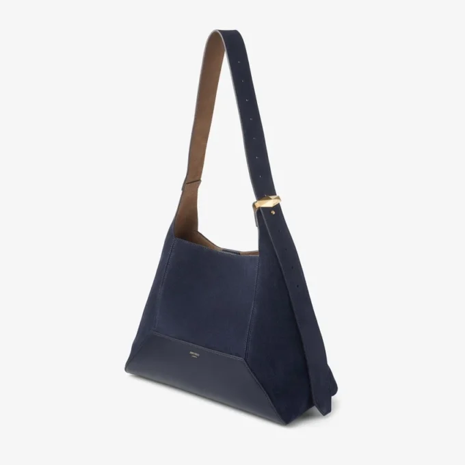 Diamond Hobo Medium marineblauwe suède schoudertas
