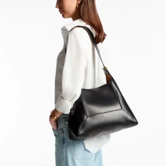 Diamond Hobo Medium zwarte leren schoudertas