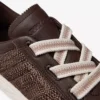 Diamond Light Flex F Chocoladebruin en Latte-kleurige leren mix en fijne raffia sneakers