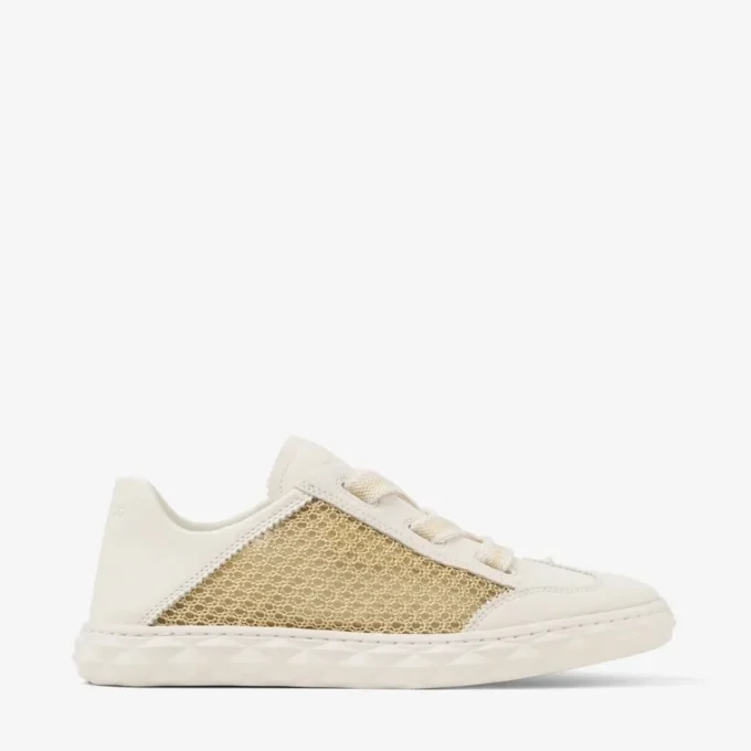 Diamond Light Flex F Goud en Latte leer mix en metallic geweven mesh sneakers Diamond Light Flex F Goud en Latte leer mix en metallic geweven mesh sneakers