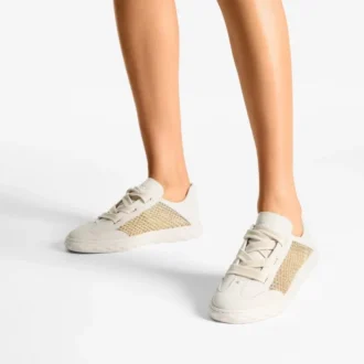 Diamond Light Flex F Goud en Latte leer mix en metallic geweven mesh sneakers