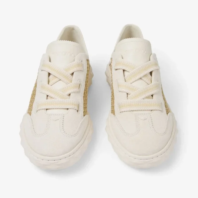 Diamond Light Flex F Goud en Latte leer mix en metallic geweven mesh sneakers Diamond Light Flex F Goud en Latte leer mix en metallic geweven mesh sneakers