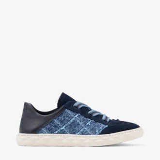 Diamond Light Flex F Marine leer mix en crosshatch denim sneakers